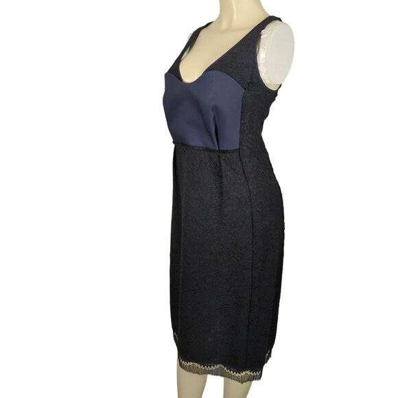 Sonia Rykiel Sleeveless lace black navy blue cocktail Sheath dress sz 38 sz 8 - Picture 5 of 16